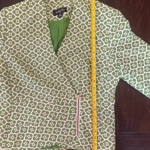 Isabella Green Clover Pattern Zip Accent Blazer Women Size 8 - Picture 4 of 5